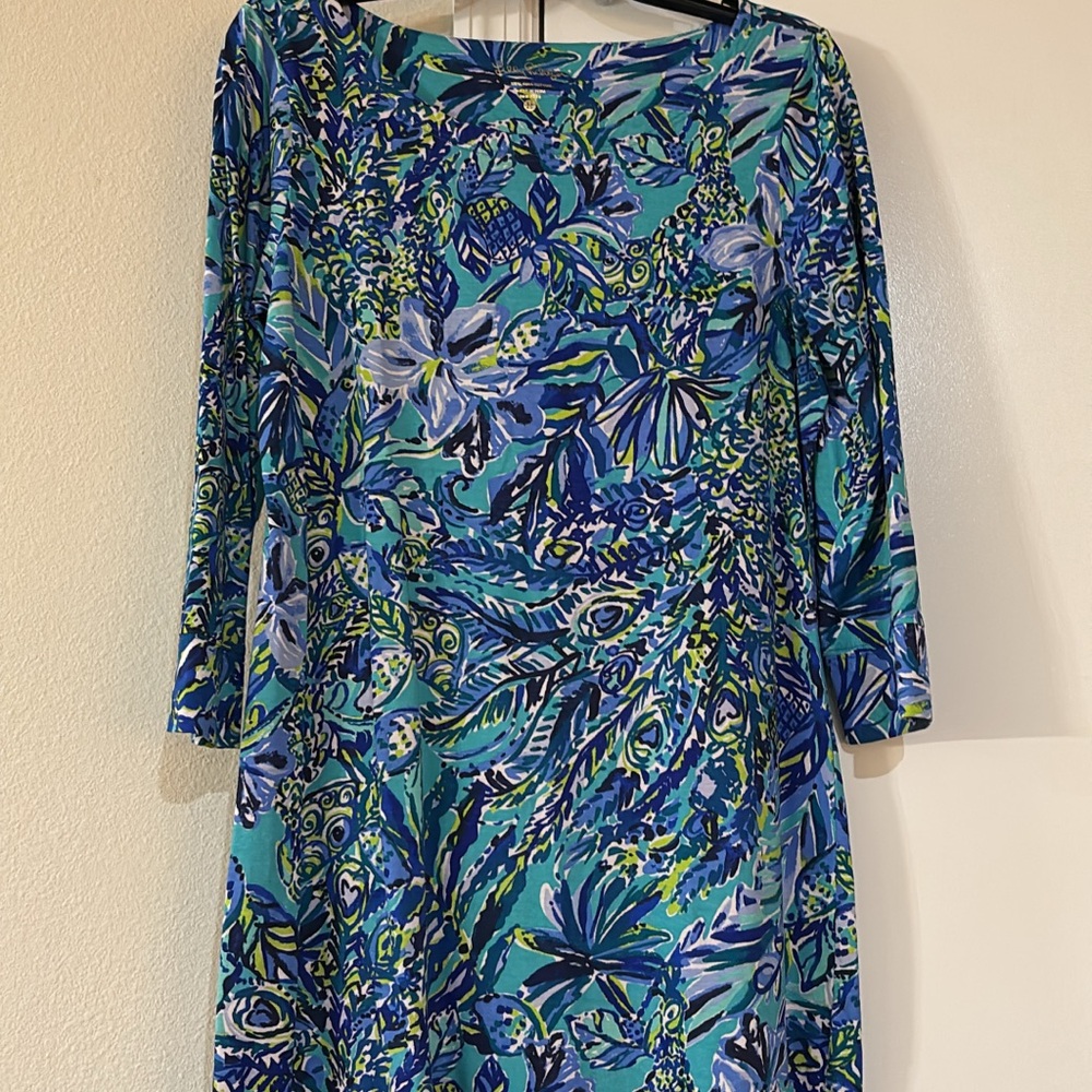 Lilly Pulitzer Vibrant Blue and Green Long Sleeve Dress